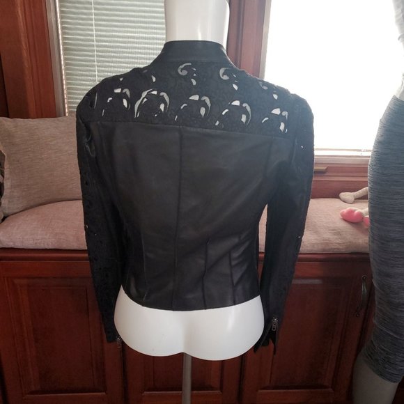 Muubaa 100% Lamb Leather Embroidered Cut-Out Moto Biker Jacket 6 - Picture 8 of 12